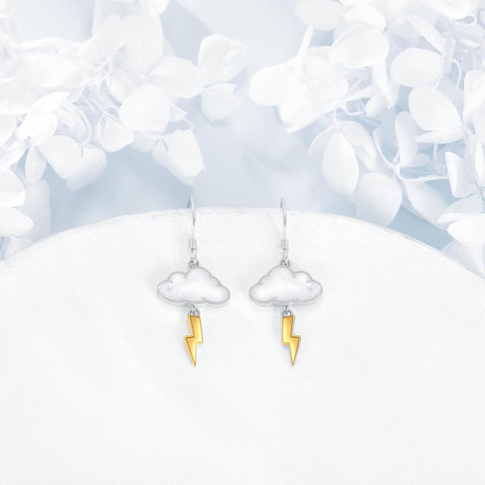 Mountain Dangle Silver Cloud Lightning Earrings F… - image 2